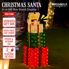 122CM Animated Santa Present Stack Christmas Display with 200 Warm White LEDs