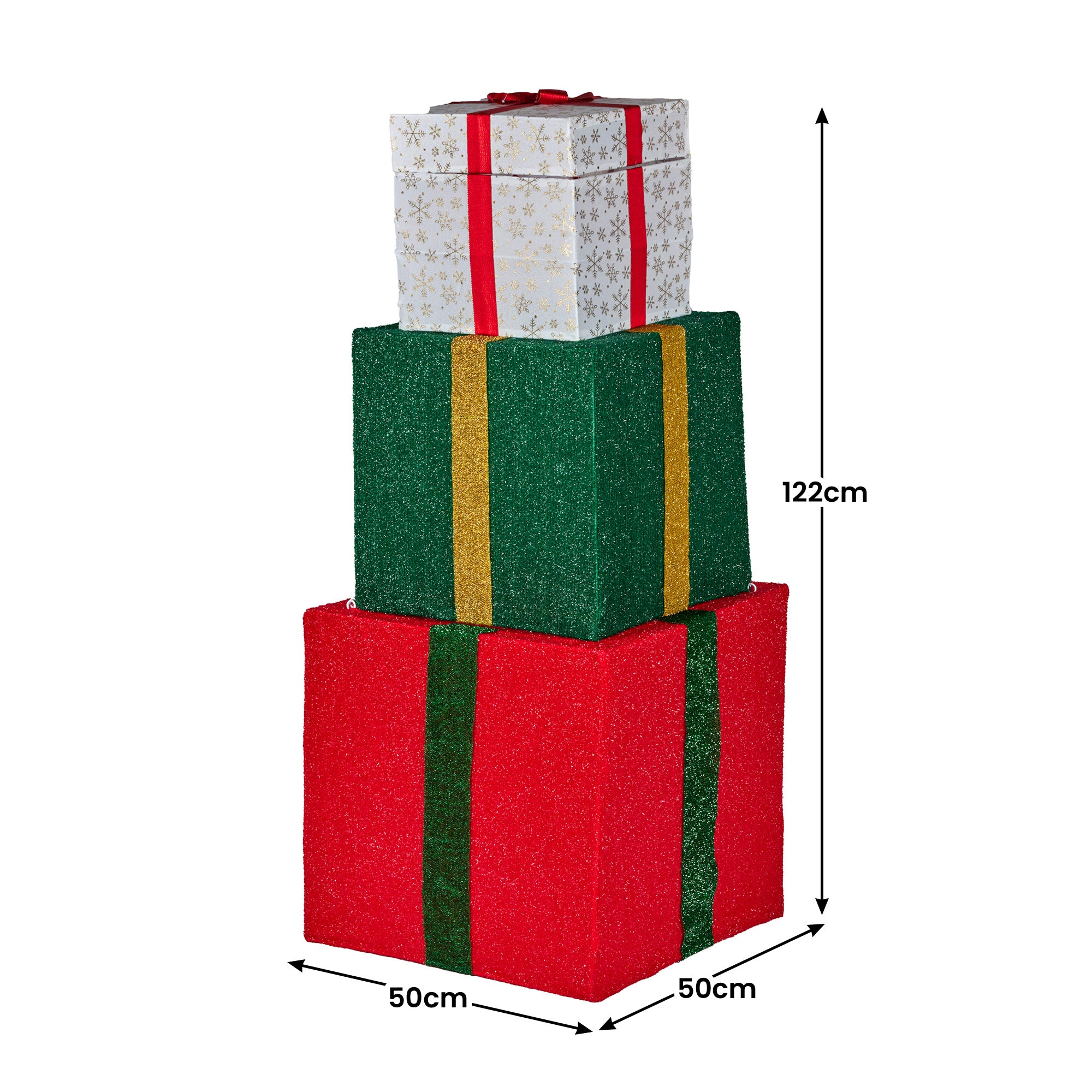 122CM Animated Santa Present Stack Christmas Display with 200 Warm White LEDs