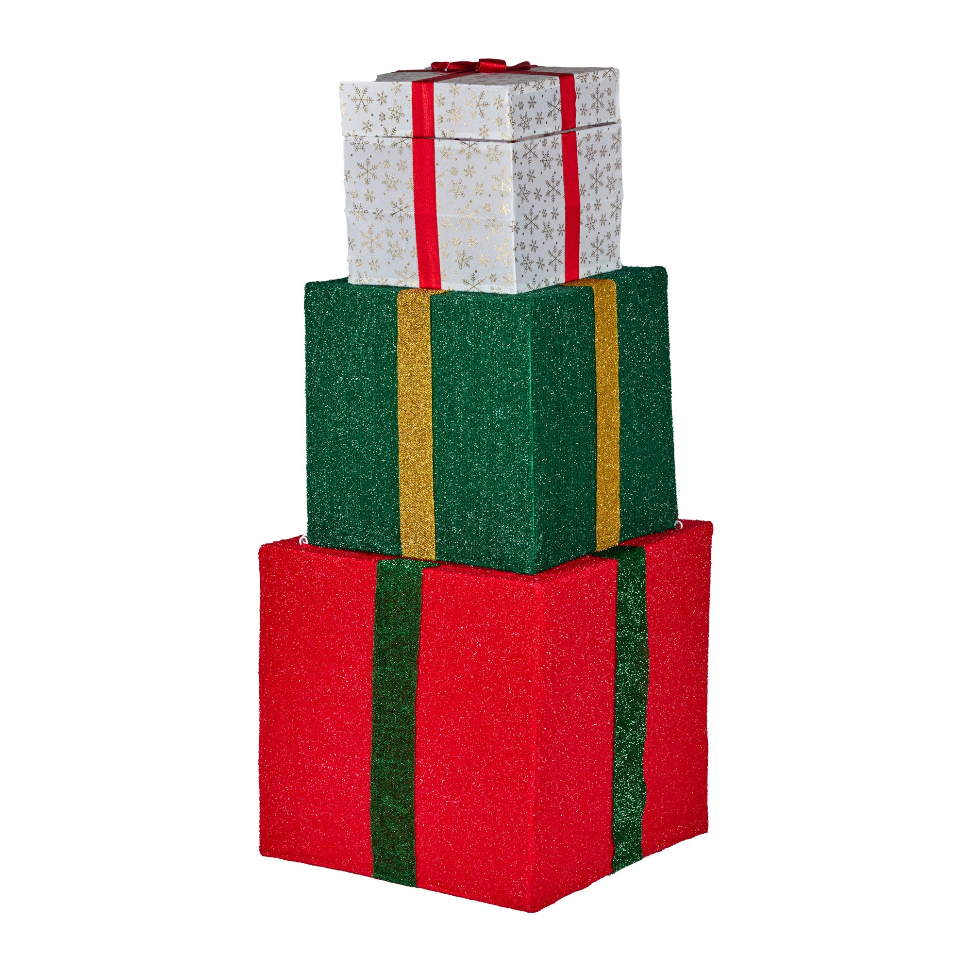 122CM Animated Santa Present Stack Christmas Display with 200 Warm White LEDs