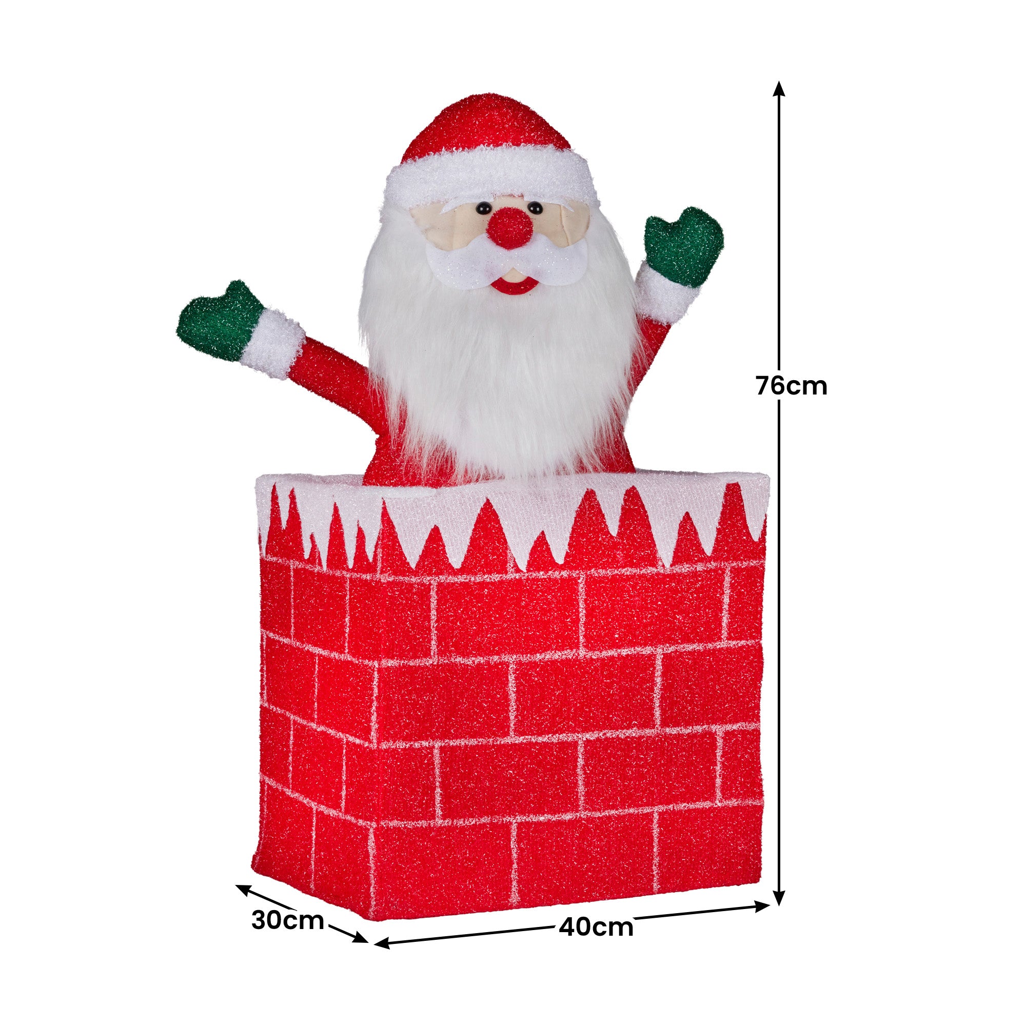 76CM Animated Santa in Chimney Christmas Display with 100 Warm White LEDs