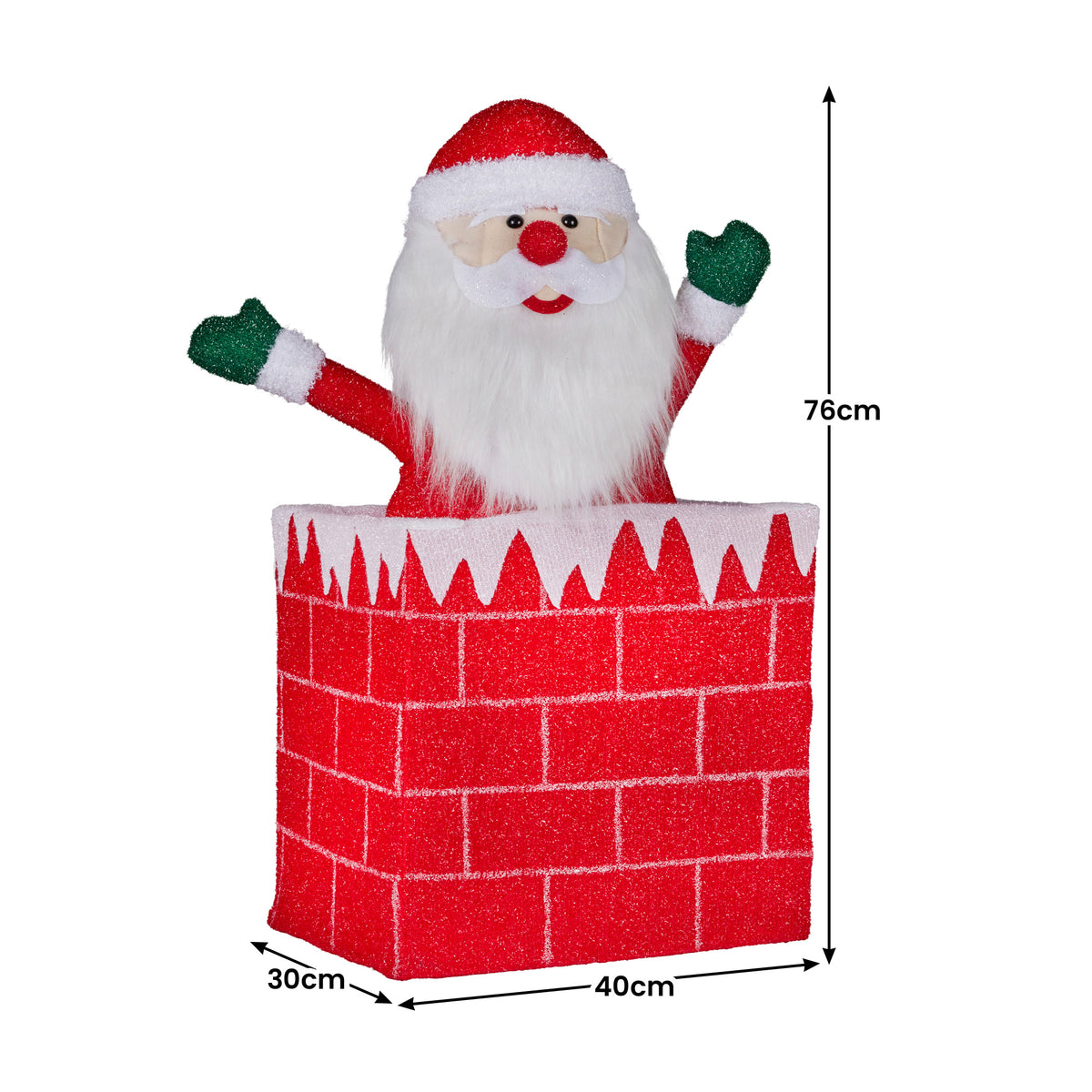 76CM Animated Santa in Chimney Christmas Display with 100 Warm White LEDs