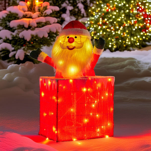76CM Animated Santa in Chimney Display – 100 Warm White LED Lights