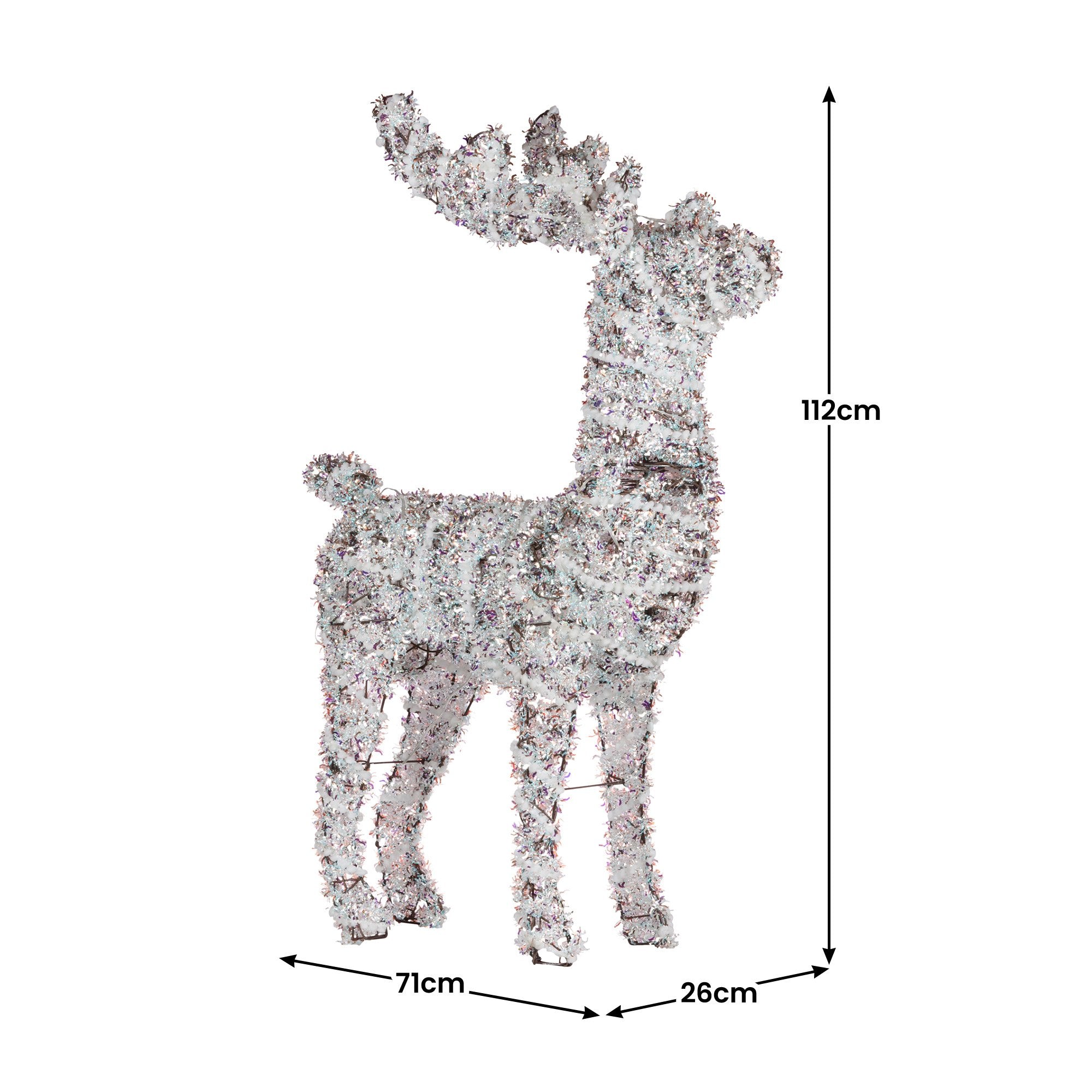 112cm Animated Reindeer Christmas Decoration – 80 LED Multi Colour
