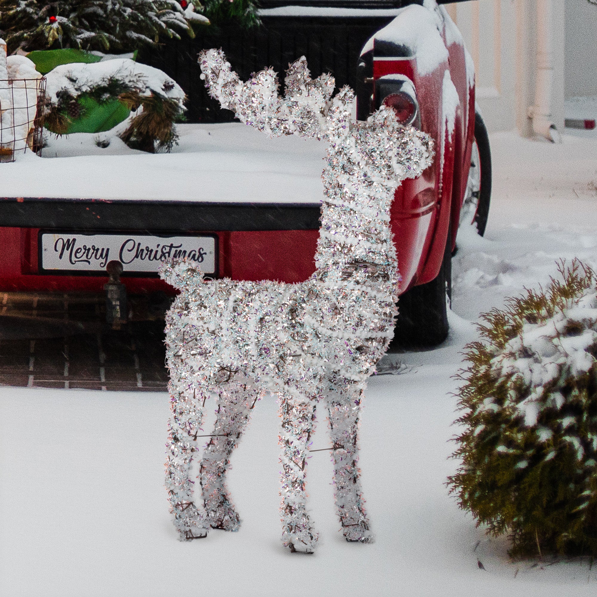 112cm Animated Reindeer Christmas Decoration – 80 LED Multi Colour