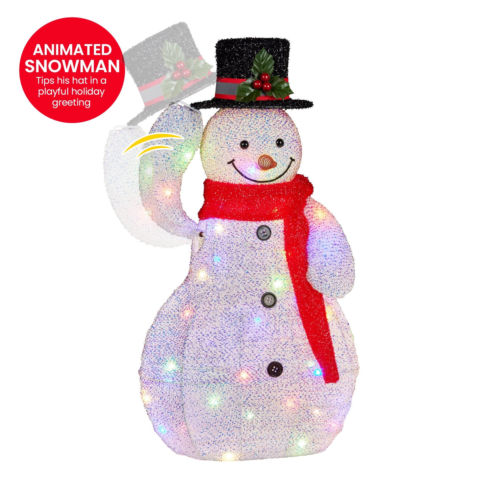 51CM Animated Snowman Display – 50 Multicolour LED Lights