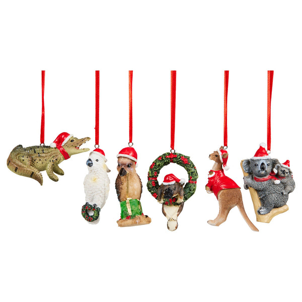 Box of 6 Aussie Animal Christmas Tree Decorations
