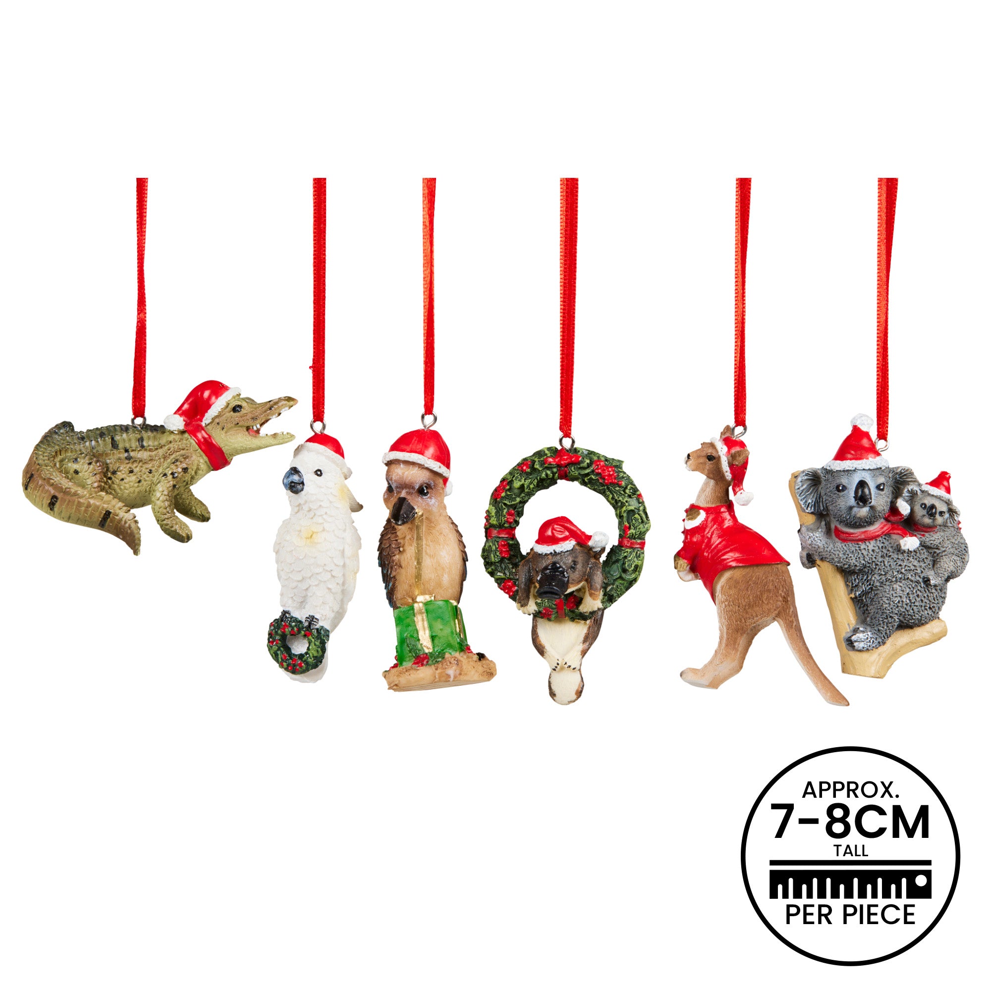 Aussie Animal Christmas Baubles – Pack of 6 Hanging Ornaments
