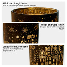 Christmas Candle Holder Set – Black Gold Glass Jars (3 Pack)