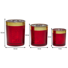 Christmas Candle Holder Set – Red Gold Glass Jars (3 Pack)