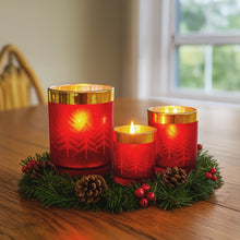Christmas Candle Holder Set – Red Gold Glass Jars (3 Pack)