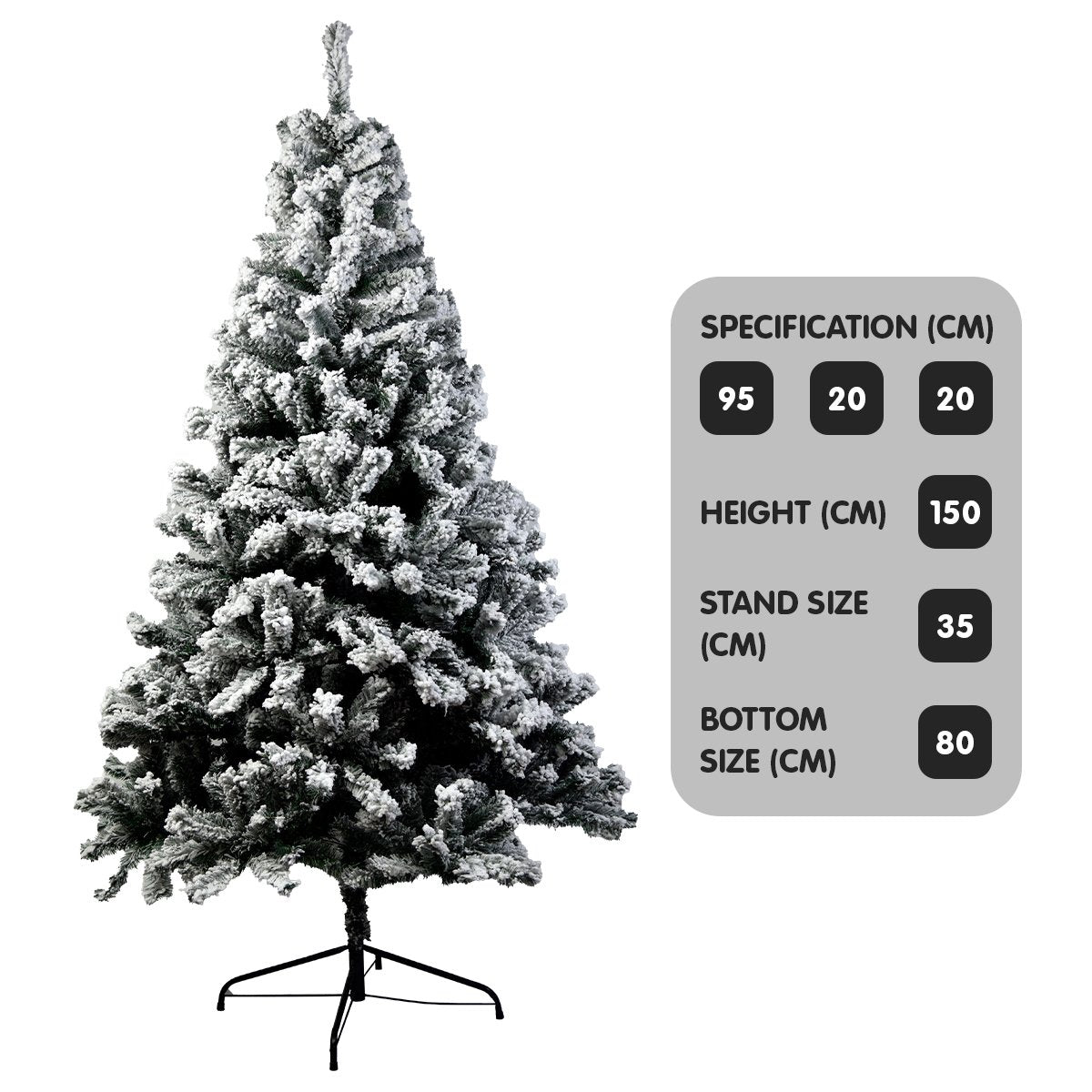 5FT Snow-Flocked Christmas Tree with 550 Tips