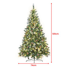 4FT Pre-Lit Snow-Tipped Christmas Tree with Pine Cones & 150 LEDs