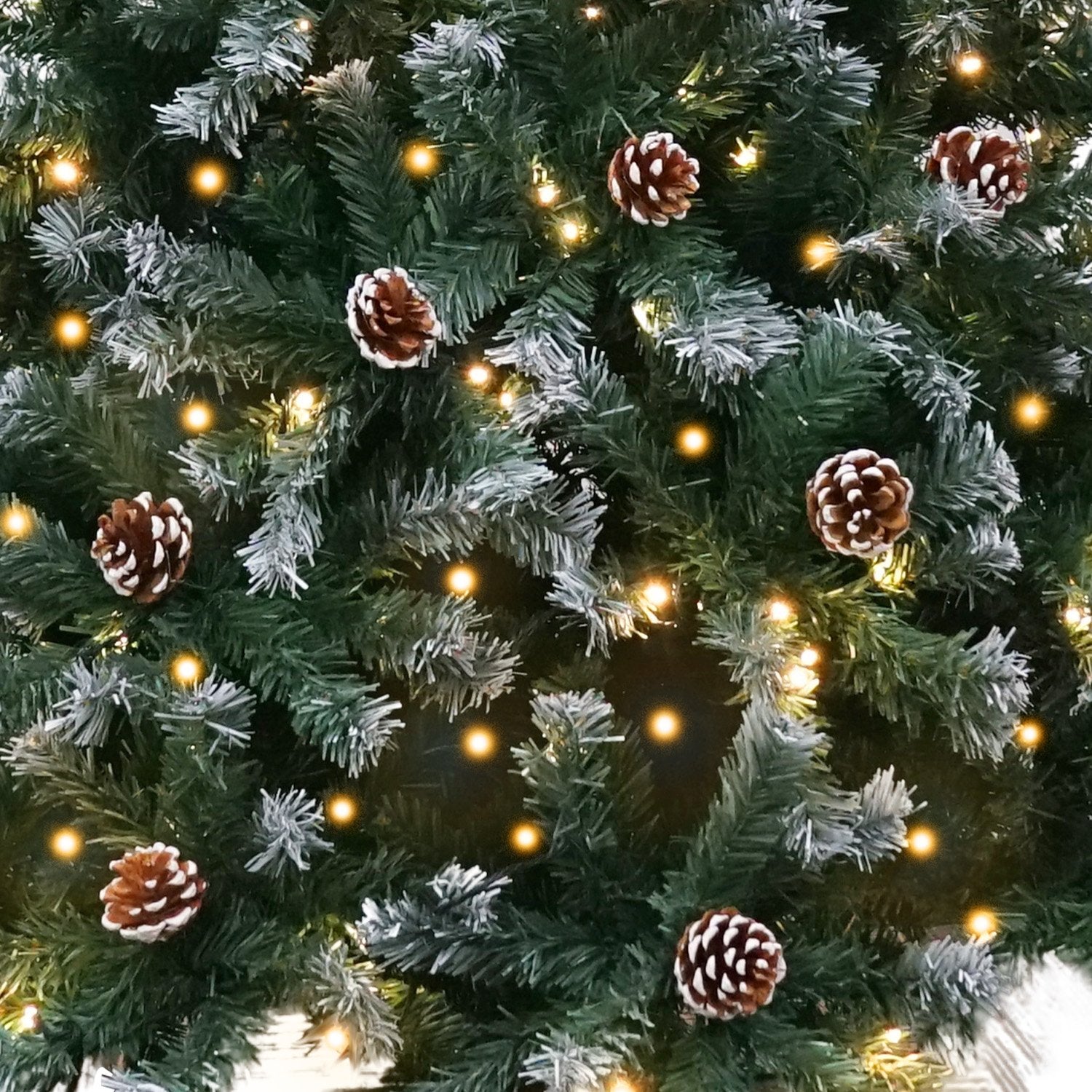 4FT Pre-Lit Snow-Tipped Christmas Tree with Pine Cones & 150 LEDs