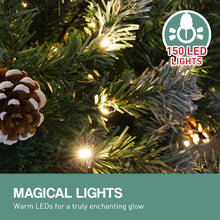 4FT Pre-Lit Snow-Tipped Christmas Tree with Pine Cones & 150 LEDs