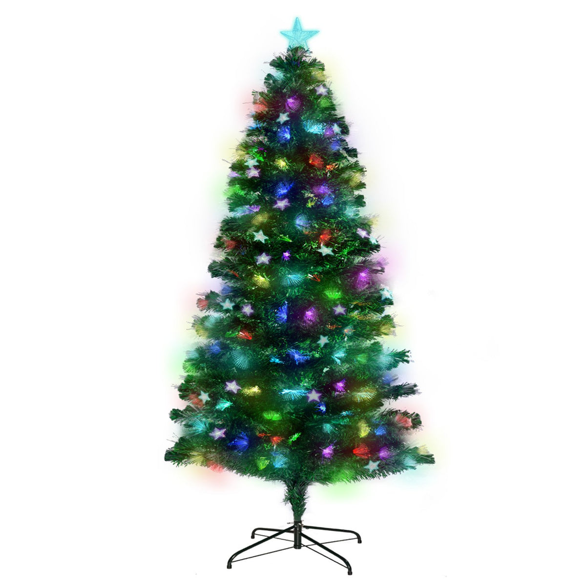 5FT Enchanted Fibre Optic Christmas Tree with Star Topper & Light-Up Stars