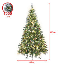 6FT Pre-Lit Snow-Tipped Christmas Tree with Pine Cones & 250 LEDs