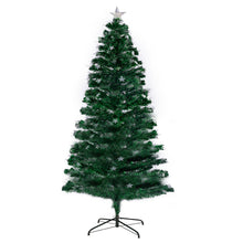 6FT Pre-Lit Fibre Optic Christmas Tree with Star Ornaments & Tree Topper