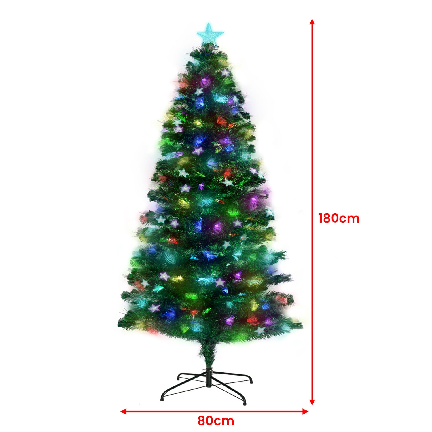 6FT Pre-Lit Fibre Optic Christmas Tree with Star Ornaments & Tree Topper