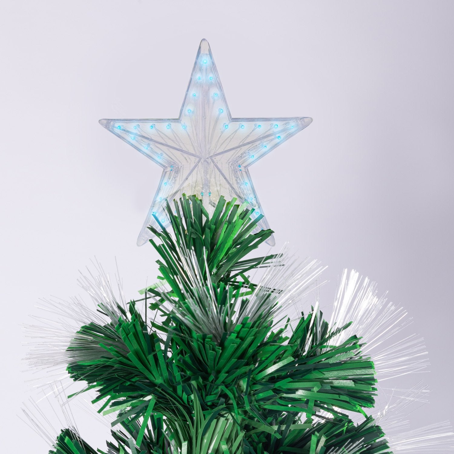7FT Pre-Lit Fibre Optic Christmas Tree with Light-Up Stars