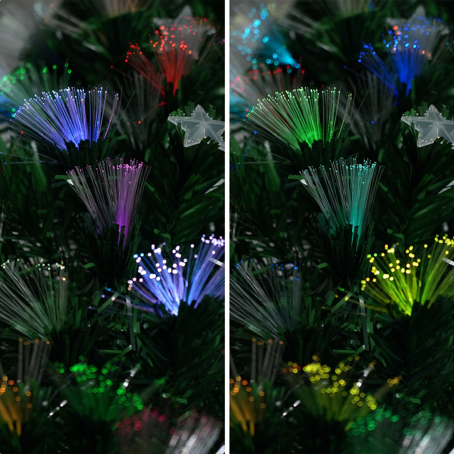 7FT Pre-Lit Fibre Optic Christmas Tree with Light-Up Stars