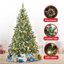 9FT Pre-Lit Snow-Tipped Christmas Tree with Pine Cones