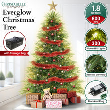 6FT Pre-Lit Everglow Fir Christmas Tree with 300 LED Lights