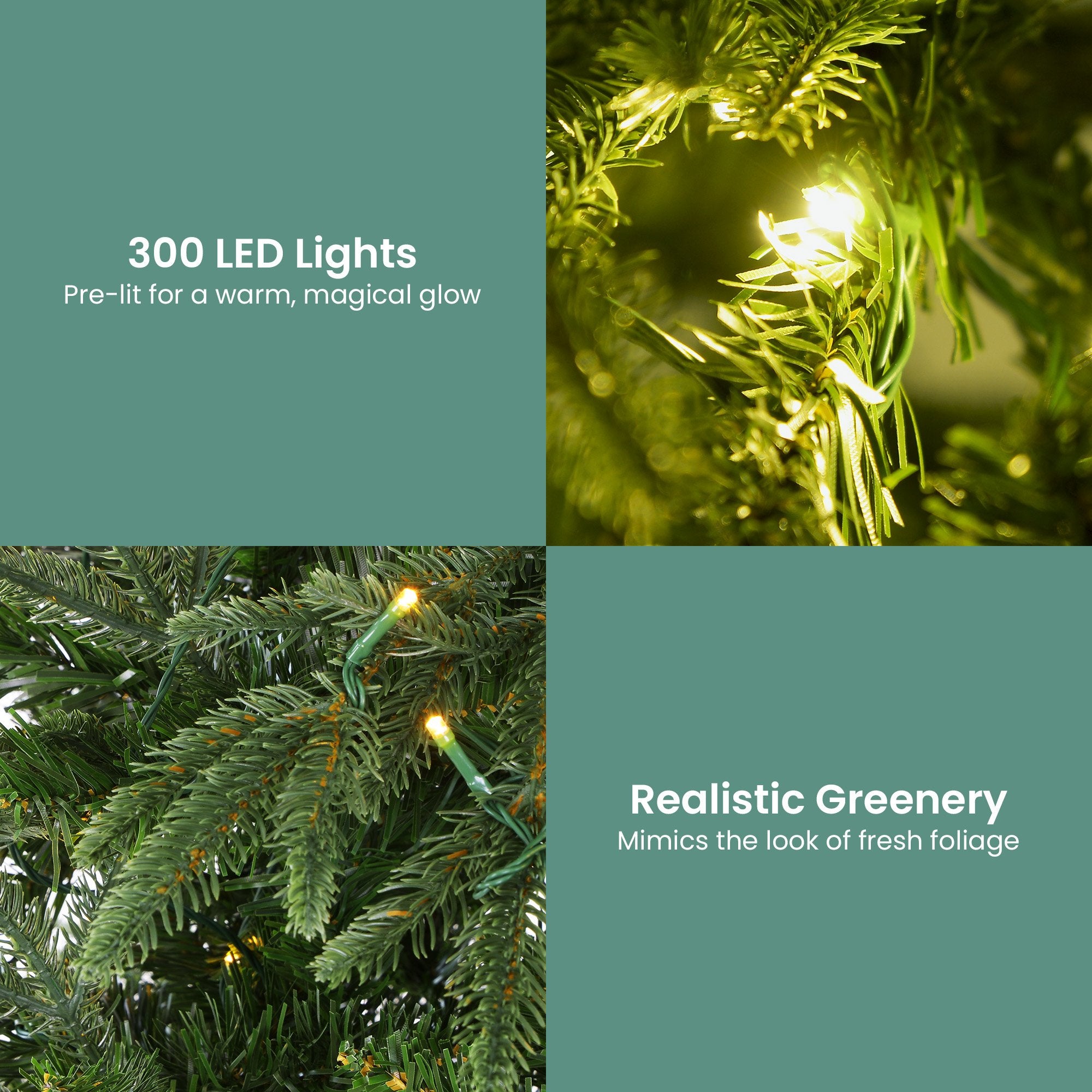 6FT Pre-Lit Everglow Fir Christmas Tree with 300 LED Lights
