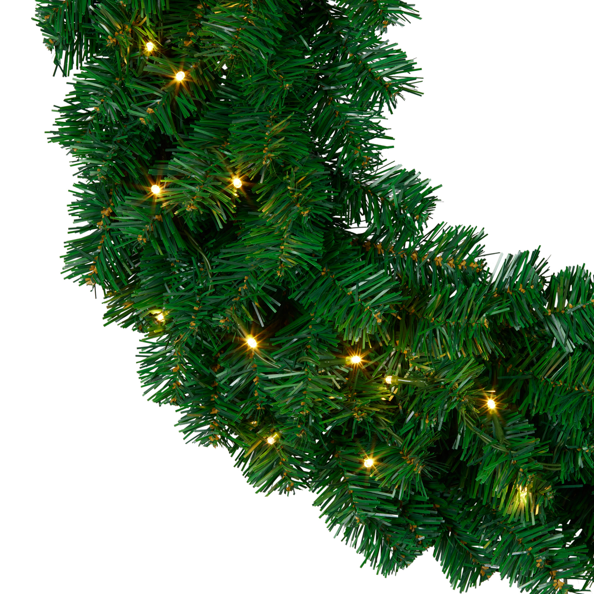 61cm Pre-Lit Christmas Wreath – 180 Tips, 40 Warm White LEDs