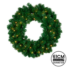 61cm Pre-Lit Christmas Wreath – 180 Tips, 40 Warm White LEDs