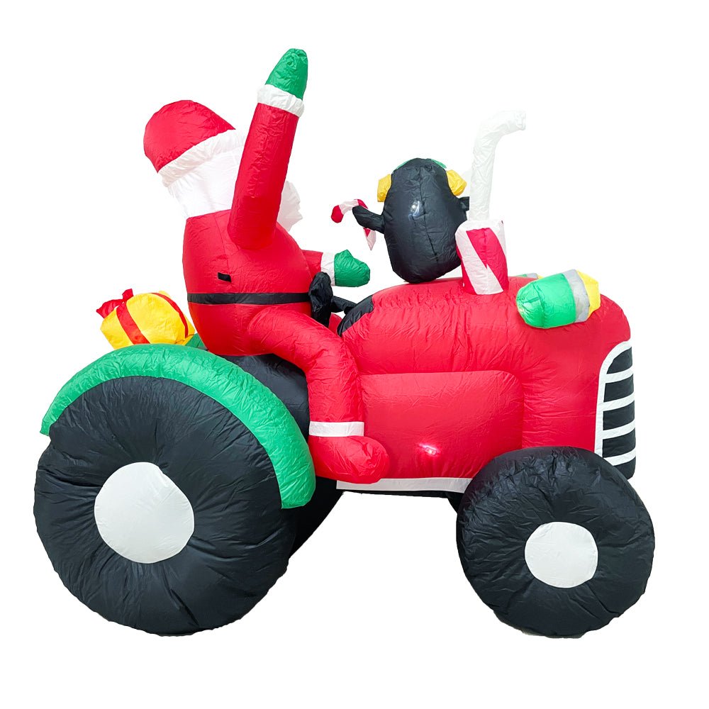 1.8M Santa Tractor with Penguin Christmas Inflatable – LED Lights