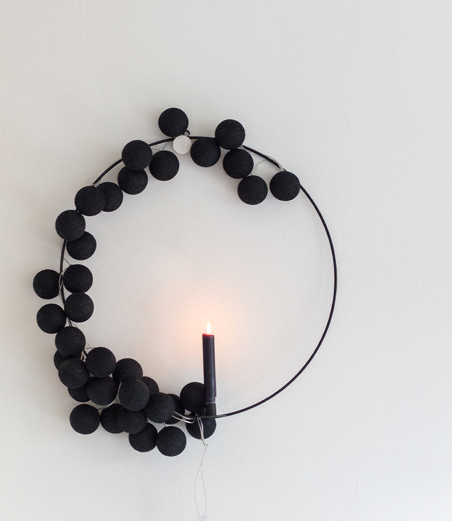 3M Black Cotton Ball String Lights with 20 LED Lights