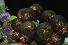 3M Black Cotton Ball String Lights with 20 LED Lights