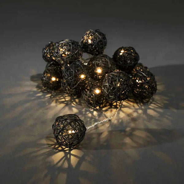 3M Black Rattan Ball Christmas Lights – 20 Warm White LEDs