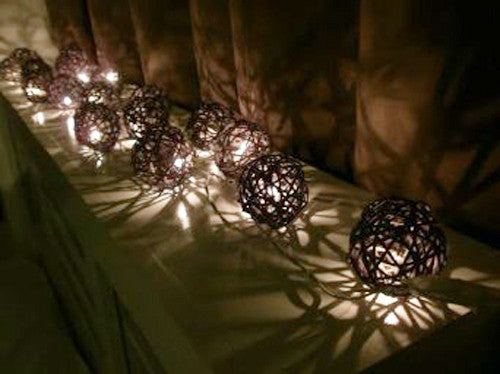 3M Black Rattan Ball String Lights with 20 Warm White LED Lights