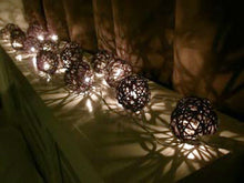 3M Black Rattan Ball String Lights with 20 Warm White LED Lights