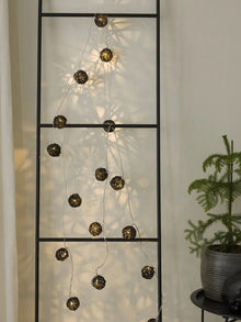 5M Black Rattan Ball String Lights with 50 Warm White LED Lights