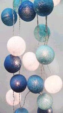 3M Blue, Aqua & White Cotton Ball String Lights with 20 LED Lights