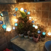 5M Blue & White Rattan Ball String Lights with 50 Warm White LED Lights