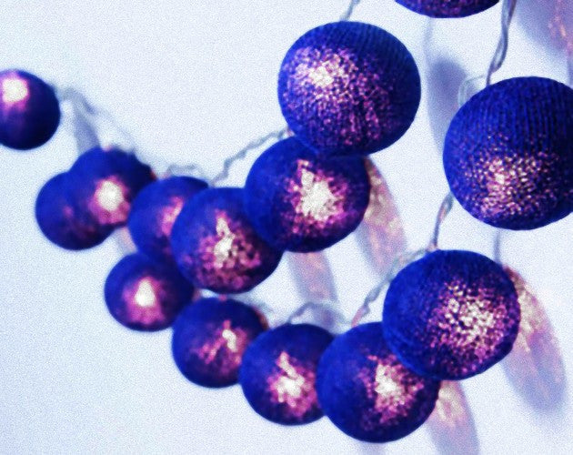 3M Dark Blue Cotton Ball Christmas Lights – 20 Warm White LEDs