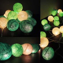 5M Green Mix Cotton Ball Christmas Lights – 50 Warm White LEDs
