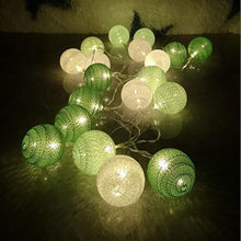 5M Green Mix Cotton Ball Christmas Lights – 50 Warm White LEDs