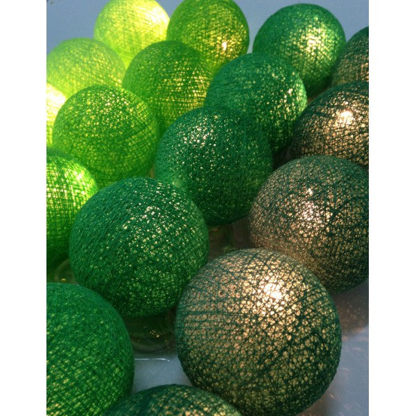 5M Green Mix Cotton Ball Christmas Lights – 50 Warm White LEDs