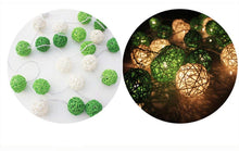 3M Green & White Rattan Ball String Lights with 20 Warm White LED Lights