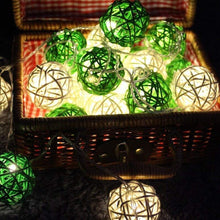 3M Green & White Rattan Ball String Lights with 20 Warm White LED Lights