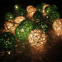 3M Green & White Rattan Ball String Lights with 20 Warm White LED Lights