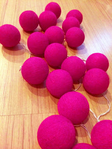 5M Hot Pink Cotton Ball Christmas Lights – 50 Warm White LEDs