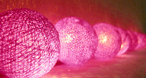 5M Hot Pink Cotton Ball Christmas Lights – 50 Warm White LEDs