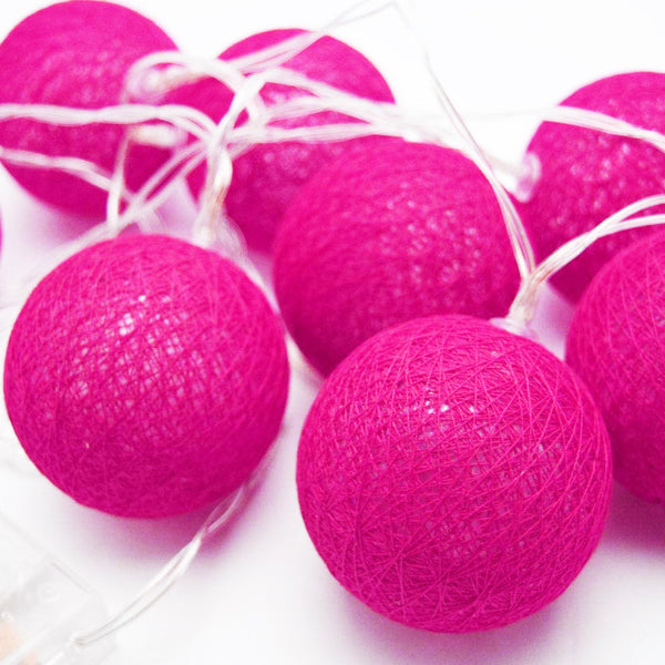 5M Hot Pink Cotton Ball Christmas Lights – 50 Warm White LEDs