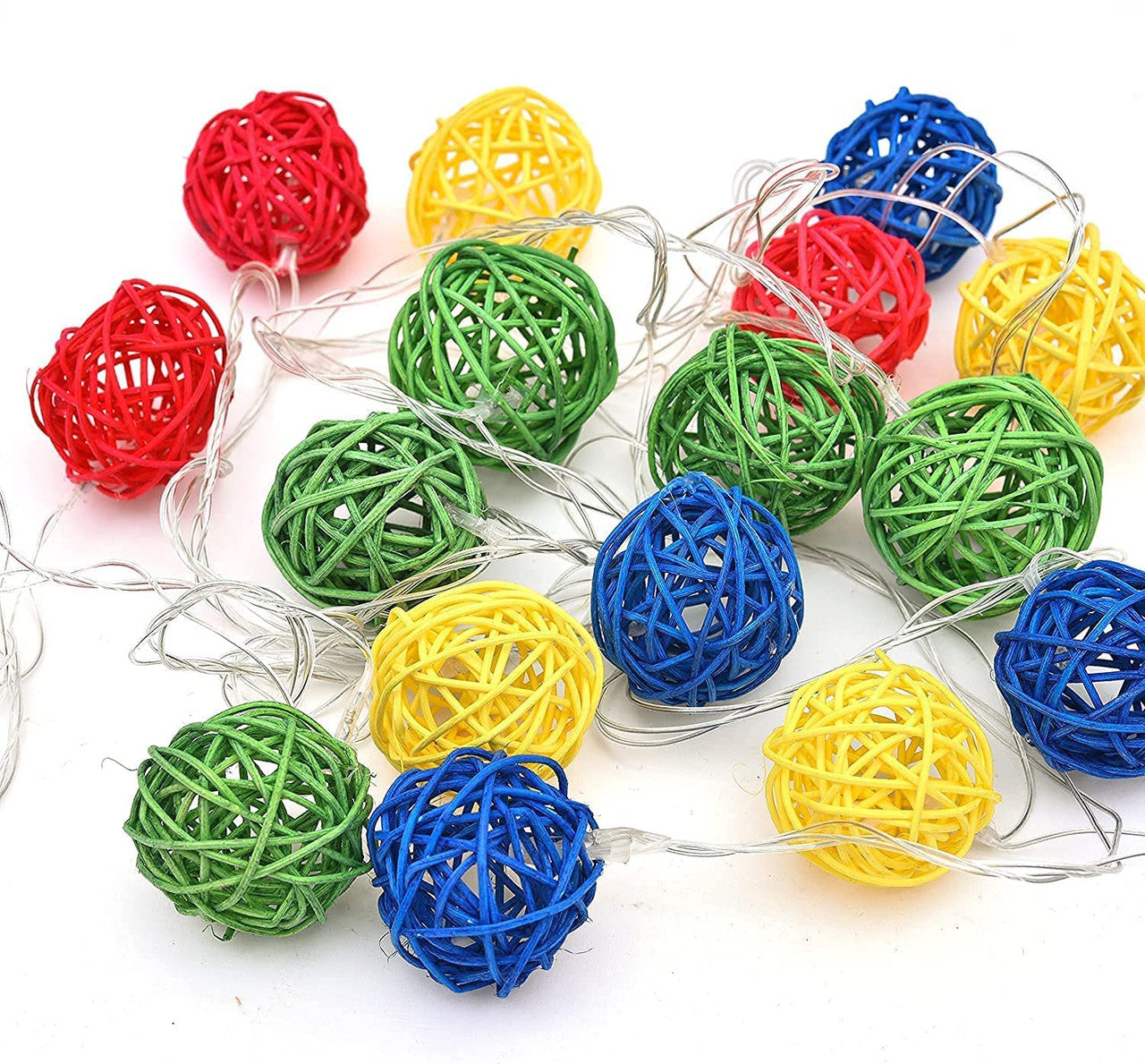 3M Multicolour Rattan Ball Christmas Lights – 20 Warm White LEDs