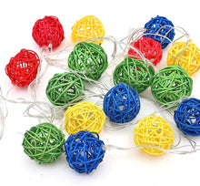 5M Multicolour Rattan Ball Christmas Lights – 50 Warm White LEDs
